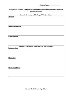 Unit 2 Study Guide Template