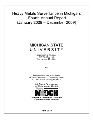 Heavy Metals Surveillance in Michigan: Fourth Annual Report ... - oem msu