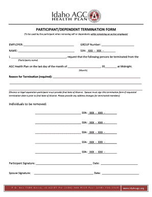 Participant Dependent Termination Form