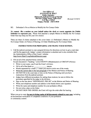 Defendant's Pro Se Motion to Modify No-Contact Order