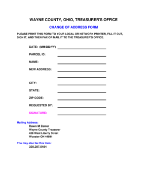 Wayne County Ohio Change of Address Form