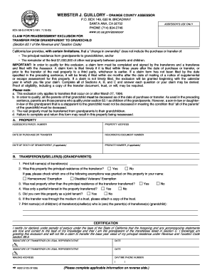 California Grandparent-to-Grandchild Reassessment Exclusion Claim