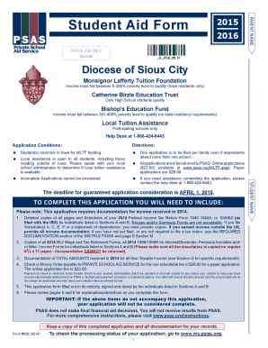 Student Aid Form 2015