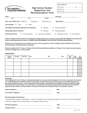 High School Student Application for Admission