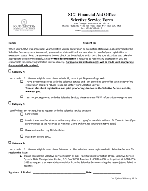 SCC Financial Aid Office Selective Service Form - Southwestern ... - southwesterncc