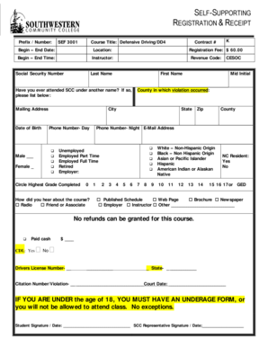 Defensive Driving Registration Form