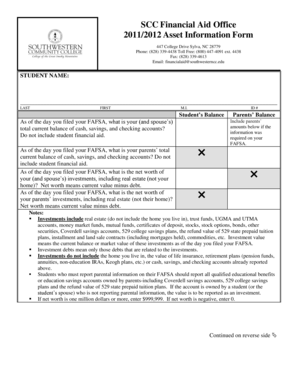 2011/2012 Asset Information Form