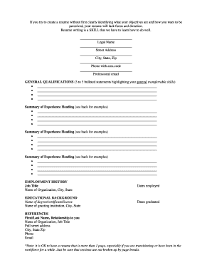 If you try to create a resume without first clearly identifying what your objectives are and how you want to be perceived, your resume will lack focus and direction - aims