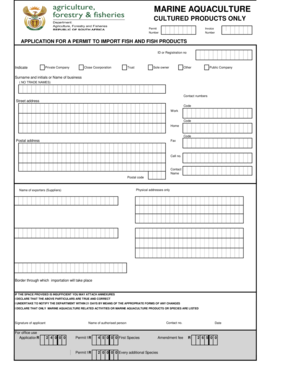 Application for a permit to import fish and fish products - nda agric