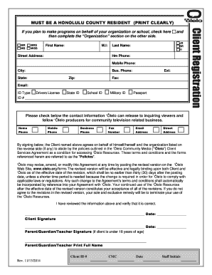 Honolulu County Client Registration Form