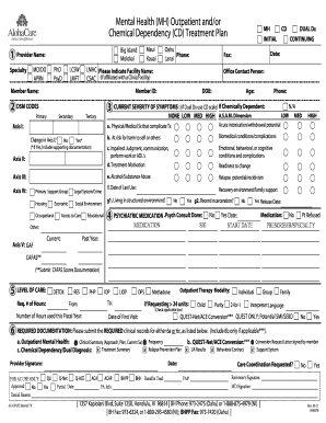 Mental Health and Chemical Dependency Treatment Plan