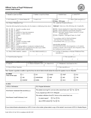 Arizona Pupil Withdrawal Form