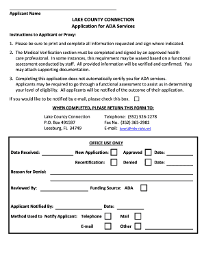 Application for ADA Services