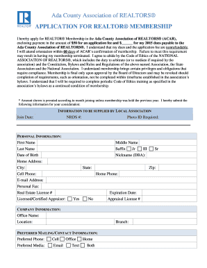 Ada County Realtor Membership Application
