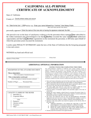 California All-Purpose Certificate of Acknowledgment