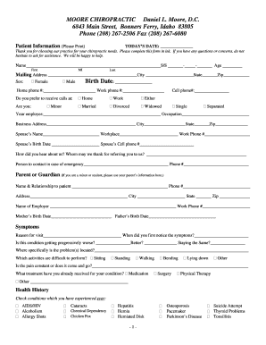 Chiropractic Patient Intake Form