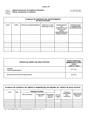 Planilha de Controle de Abastecimento de Água Potável