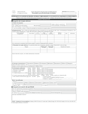 Formulário para Notificação de Suspeita de Reação Adversa a Medicamento