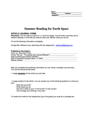 Article Journal Form