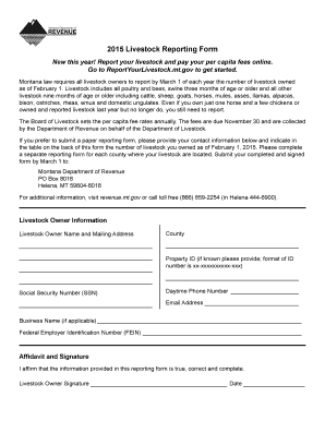 Montana Livestock Reporting Form