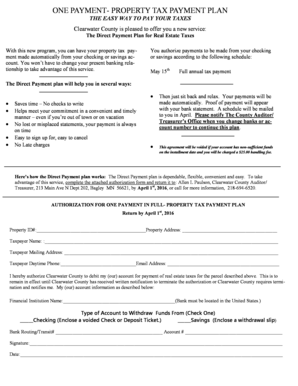 One Payment Property Tax Payment Plan