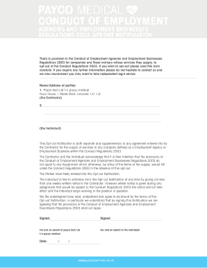 Employment Agencies Opt-Out Notification