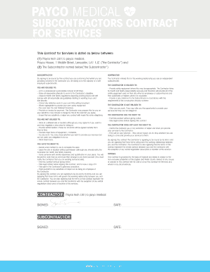 Subcontractor Contract for Services