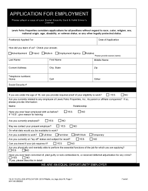 Walmart job application form - APPLICATION FOR EMPLOYMENT - Lewis Energy