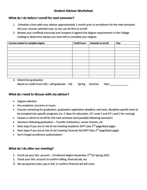 Student Advising Worksheet