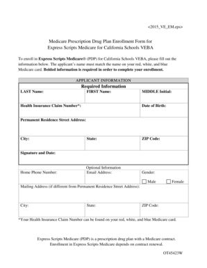 Medicare Prescription Drug Plan Enrollment Form