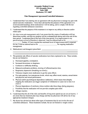 Pain Management Agreement