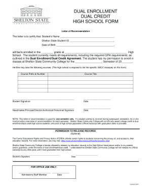 Dual Enrollment Letter of Recommendation