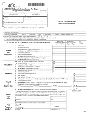 Alabama State Income Tax Return Amendment Form