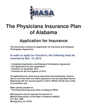 Physicians Insurance Plan of Alabama Application