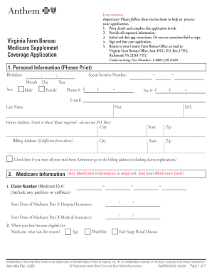 Virginia Medicare Supplement Coverage Application