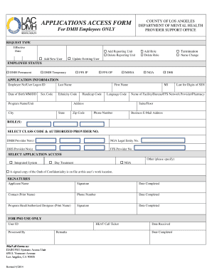 Los Angeles County DMH Application Access Form