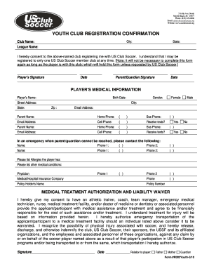 Youth Club Registration Confirmation
