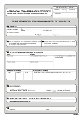 UK Marriage Certificate Application