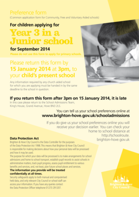 Junior School Preference Form