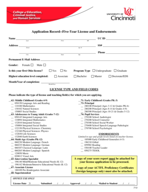 Ohio Five-Year Teaching License Application