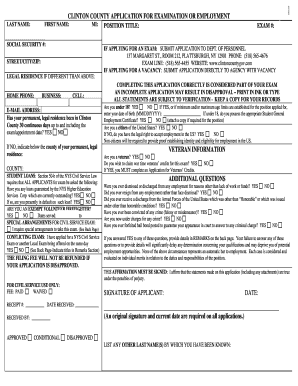 Clinton County Civil Service Exam Application