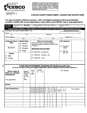 Clinton County Enrollment, Change and Waiver Form