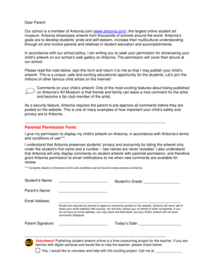 Artsonia Parental Permission Form