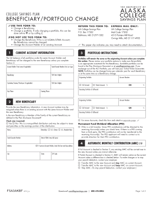 UA College Savings Plan Beneficiary Change Form