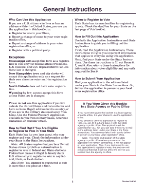 US Federal Voter Registration Application