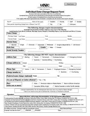 Individual Data Change Request Form
