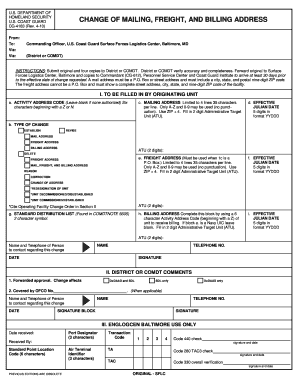 US Coast Guard Change of Address Form