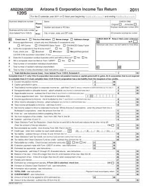Arizona S Corporation Income Tax Return 2011