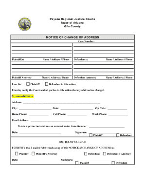 Arizona Notice of Change of Address