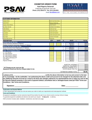 Exhibitor Order Form